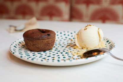 Helado vainilla y coulant